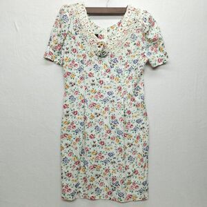 Vintage Cottage Core Dress Womens M Floral Lace Detail Ms. Choice California